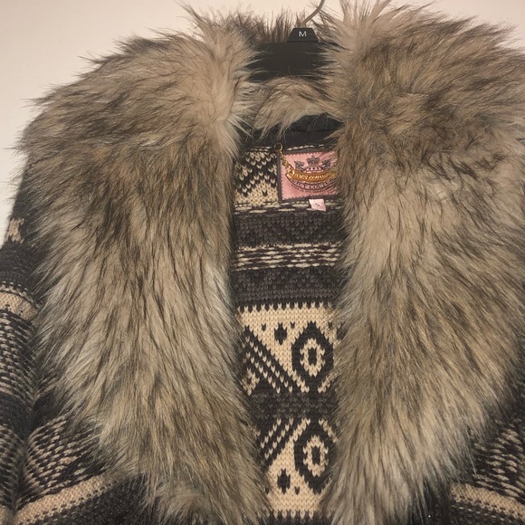 Juicy Couture Fur Trim Wool Cardigan - Picture 2 of 2